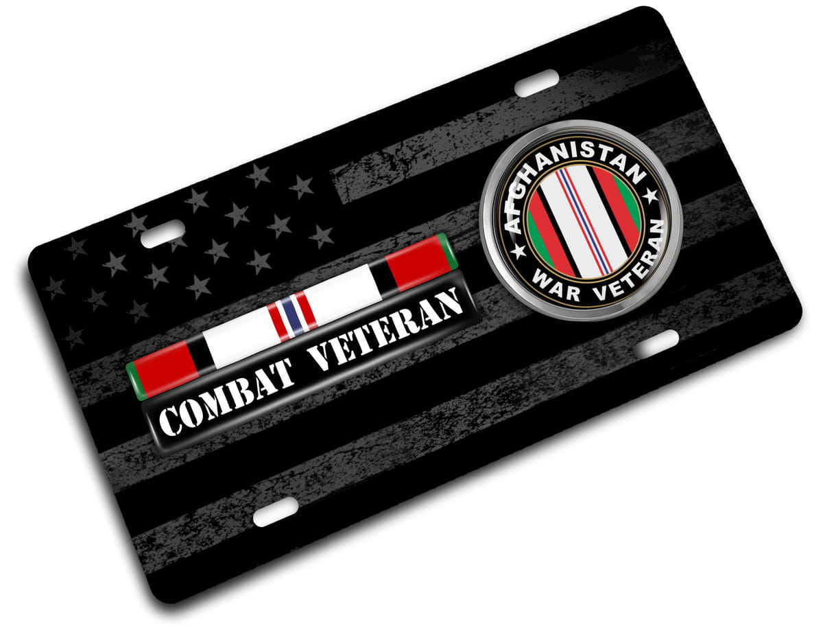 Afghanistan Combat Veteran - Stainless Steel Car License Plate